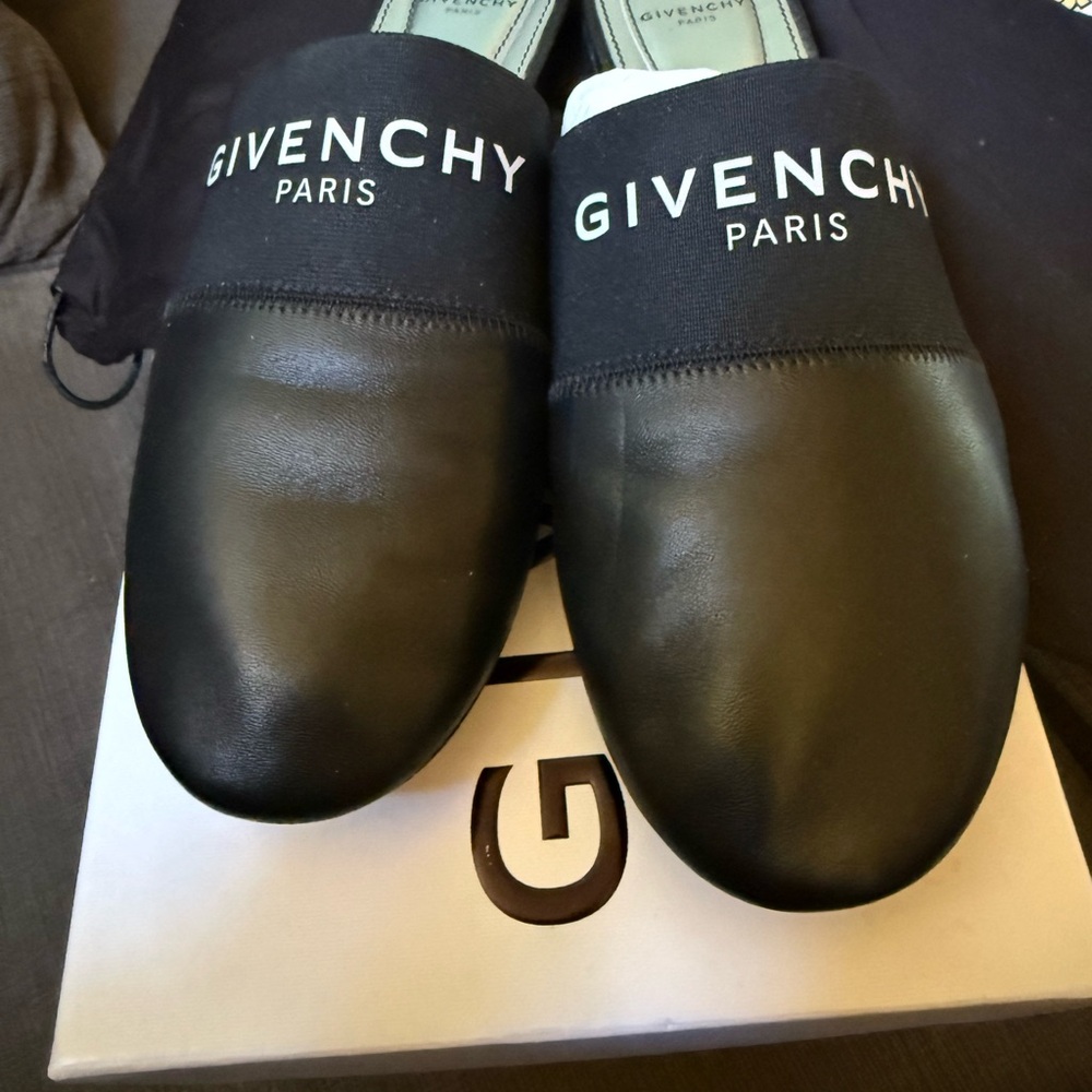 Givenchy Black Lamb Leather Mules 37.5 - Picture 2 of 6